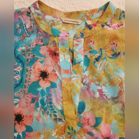 Soft Surroundings Aqua Pink Graphic Tunic - Picture 5 of 7